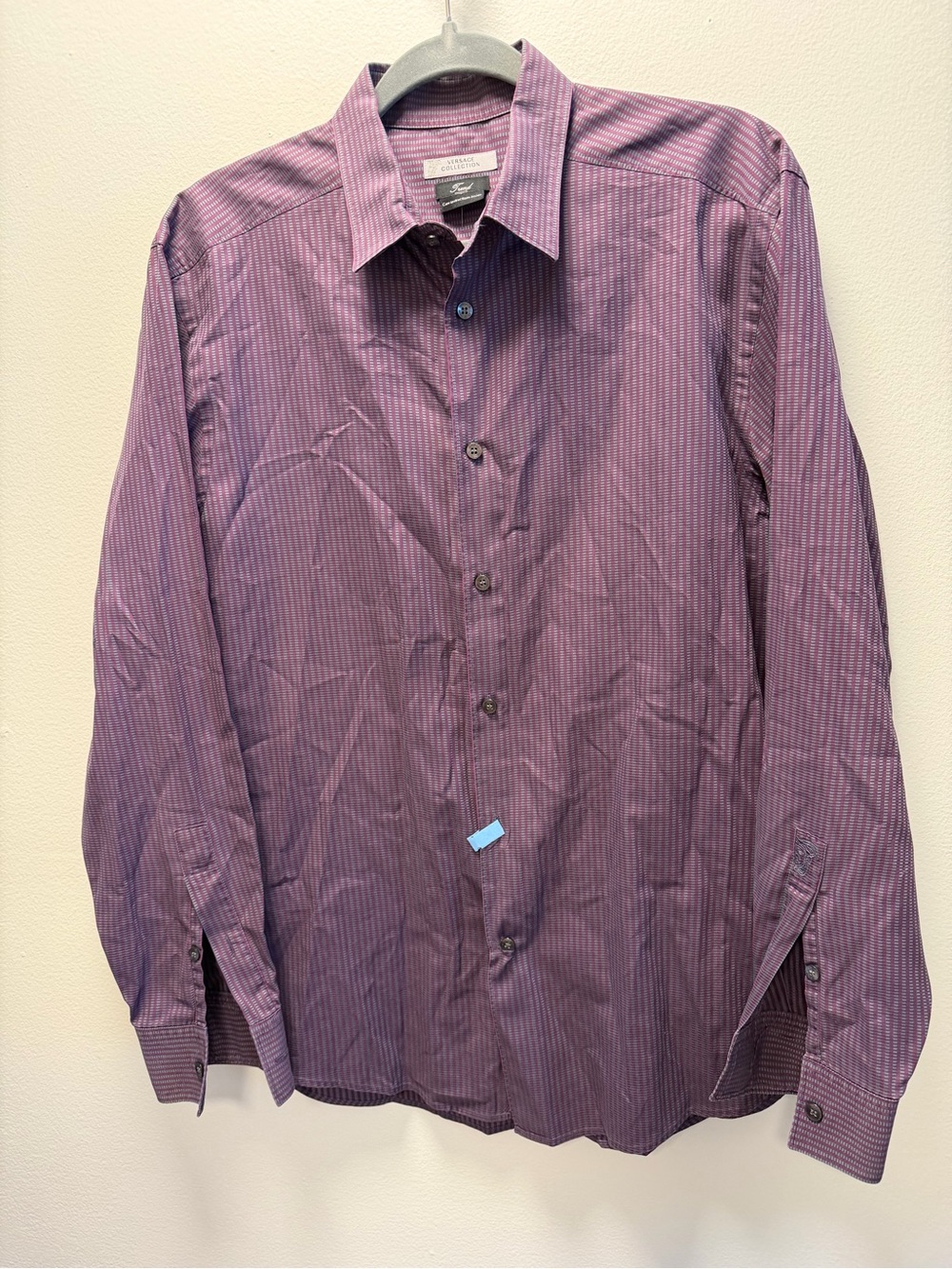 Men’s Versace Collection Striped Burgundy and Gray Shirt Md in Turkey 41 EUC